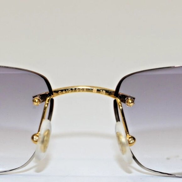 Cartier rimless black buff horn gold Diamond Cut transition sunglasses - Picture 5 of 11